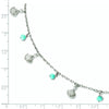 Sterling Silver Rhodium-plated Turquoise and Shell Charms 9 inch Plus 1 inch Extender - Total 10 inch Anklet