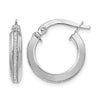 14K White Gold Polished Glimmer Infused Hoop Earrings
