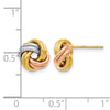14K with White Rhodium and Rose Gold Plating Polished Love Knot Post Earrings