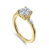 14K Yellow Gold Round Three Stone Diamond Engagement Ring