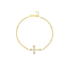 Plated Sterling Silver Sideways CZ Cross Bracelet