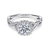 14K White Gold Round Halo Diamond Engagement Ring