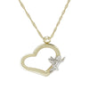Two-Tone Angel on Open Heart Pendant Necklace