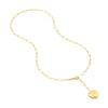Textured Puff Heart Paper Clip Lariat Necklace