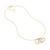 Tri-Color Triple Open Heart Pendant Necklace