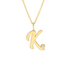 Script 'K' Diamond Bezel Necklace