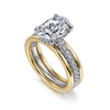 14K Yellow-White Gold Wide Band Oval Diamond Engagement Ring