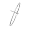 Sterling Silver Sideways CZ Cross Bracelet