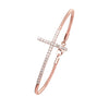 Sterling Silver Sideways CZ Cross Bracelet