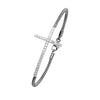 Sterling Silver Sideways CZ Cross Bracelet
