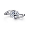 14K White Gold Bypass Oval Diamond Engagement Ring