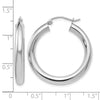 14K White Gold Polished Lightweight Hoop Earrings
