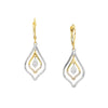 Two-tone CZ Double Framed Leaf Drop Earrings