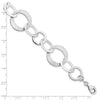 Sterling Silver Rhodium-plated Polished and Brushed Link Bracelet