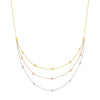 Tri-Color Bib Necklace with Diamond-Cut Beads