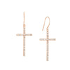Plated Sterling Silver CZ Cross Dangle Earrings