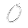 Sterling Silver 3mm x 30mm Diamond-Cut Hoop Earrings