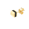 Domed Square Stud w/Black Enamel