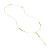 Tri-Color Mary and Cross Beaded Lariat Necklace
