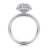 14K White Gold Round Hidden Halo Diamond Engagement Ring