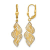 14K w/White Rhodium Textured and D/C Leverback Earrings