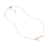 Plated Sterling Silver Long CZ Cross Necklace