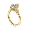 14K Yellow Gold Oval Three Stone Diamond Engagement Ring