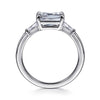 14K White Gold Emerald Cut Three Stone Diamond Engagement Ring