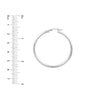 Sterling Silver 3mm x 45mm Diamond-Cut Hoop Earrings