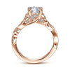 14K Rose Gold Floral Round Diamond Engagement Ring
