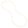 Sterling Silver Polished Bead and CZ Station Long Necklace