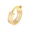 Tri Color 10mm Round Hoop Earrings