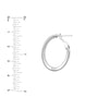 Sterling Silver Ribbed Oval Hoop Earrings