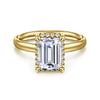 14K Yellow Gold Emerald Cut Hidden Halo Diamond Engagement Ring