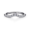 Curved 14K White Gold French Pavé Diamond Wedding Band