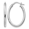 Sterling Silver RH-plated Polished Oval Hinged Hoop Earrings