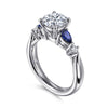 14K White Gold Round Five Stone Sapphire and Diamond Engagement Ring