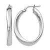 Sterling Silver RH-plated Polished Twisted Oval Hoop Earrings