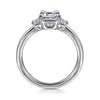 14K White Gold Emerald Cut Three Stone Diamond Engagement Ring