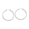 Sterling Silver 2mm x 40mm Diamond-Cut Hoop Earrings
