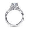 14K White Gold Floral Round Diamond Engagement Ring