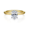 14K White-Yellow Gold Hidden Halo Oval Diamond Engagement Ring