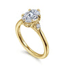 14K Yellow Gold Oval Three Stone Diamond Engagement Ring