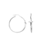 Plated Sterling Silver Cross Hoop Earrings