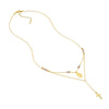 Tri-Color Virgin Mary and Cross Duo Necklace