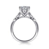 Vintage Inspired 14K White Gold Round Diamond Engagement Ring