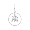 Plated Sterling Silver Elephant Drop Hoop Earrings