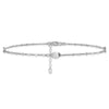 14K White Gold Ovals 3-Station 10 inch Plus 1 inch Extender - Total 11 inch Anklet