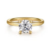14K Yellow Gold Round Solitaire Diamond Engagement Ring