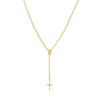 Mary and Cross Curb Chain Lariat Necklace